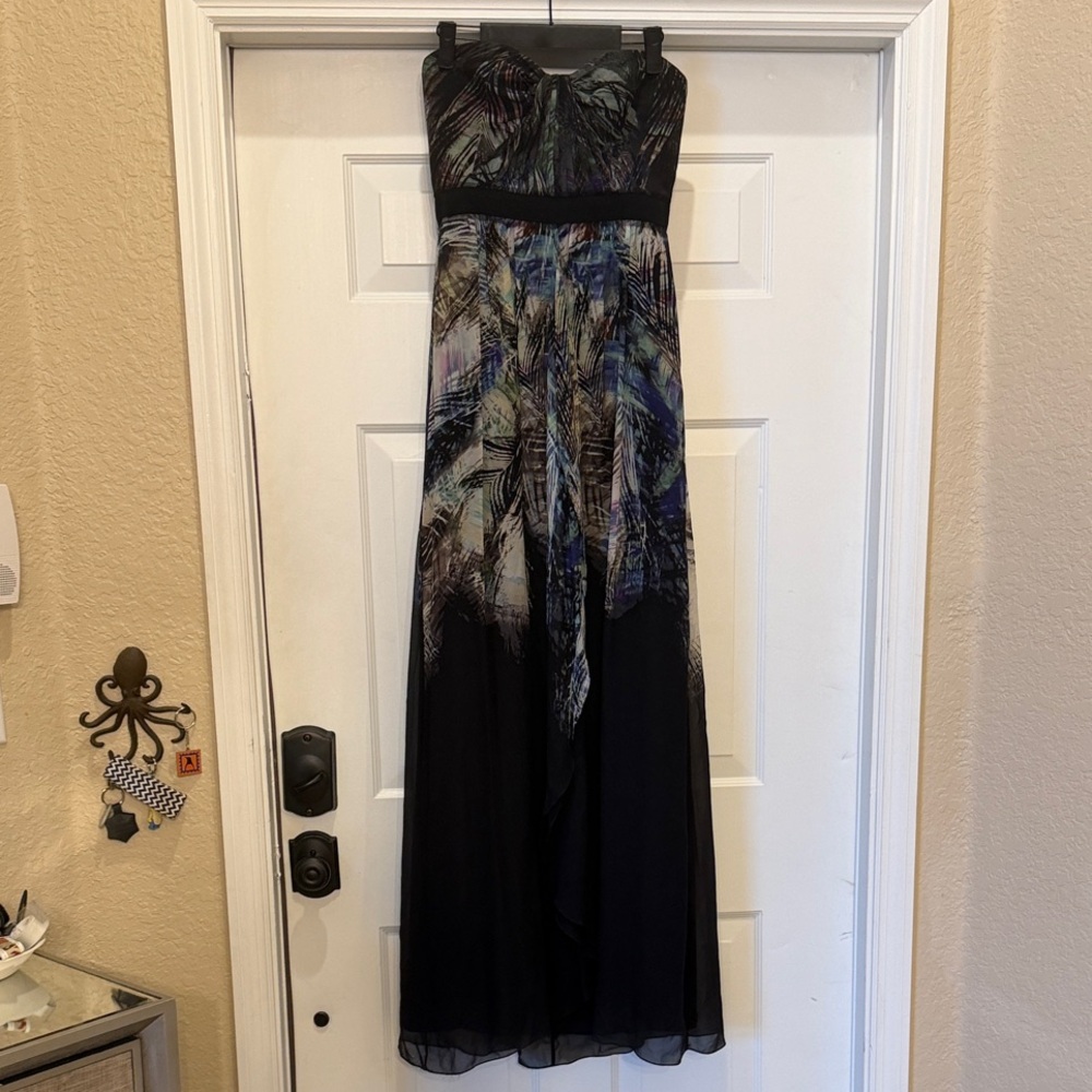 BCBGMaxAzria Strapless Black and Multicolor Dress
